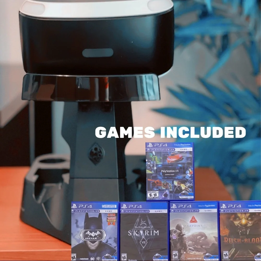 PSVR Headset Bundle - display Stand and Games Included